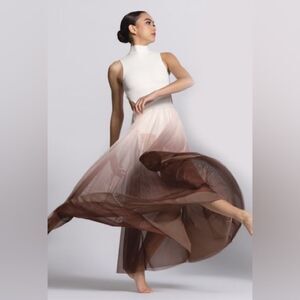 Weissman Elite dance costume maxi ombre brown white dress Only Love D13873 SA